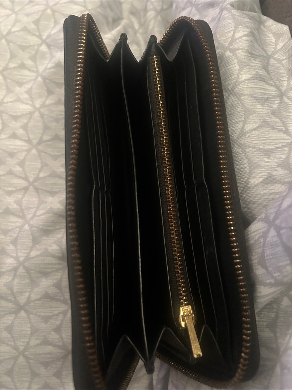 Coach Brown and Black Signature Zip Wallet with Gold Logo - Picture 2 of 2